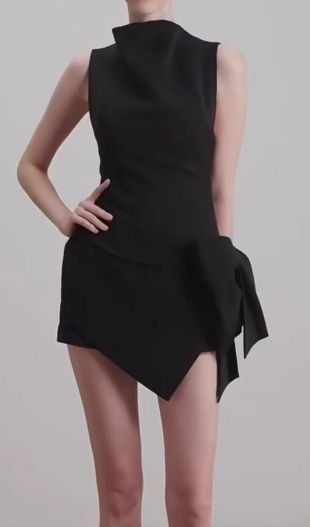 Emiliano Chic Black Bow Mini Dress