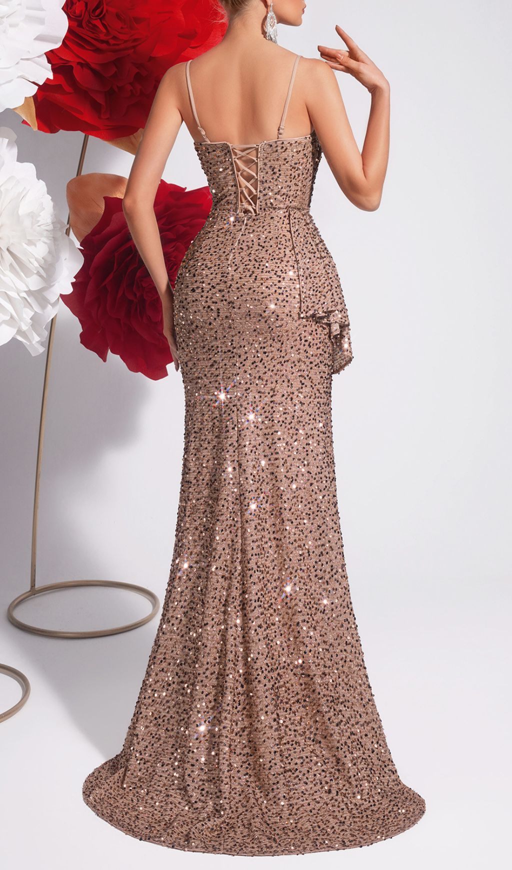 Jetje Sparkling Sequin High-Slit Maxi Gown