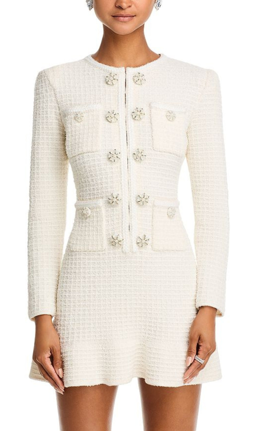 Elegant Basia Tweed Rhinestone Mini Dress