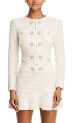 Elegant Basia Tweed Rhinestone Mini Dress