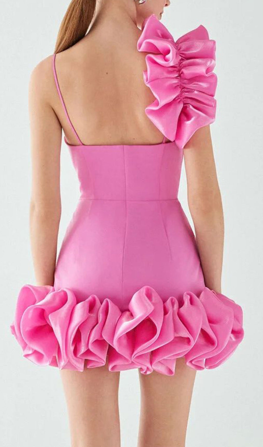 Glamorous Fuchsia Pink Ruffle Mini Dress