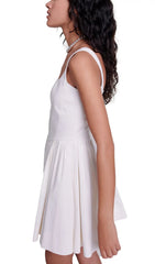 Robole Chic Square Neck Pleated Flare Mini Dress