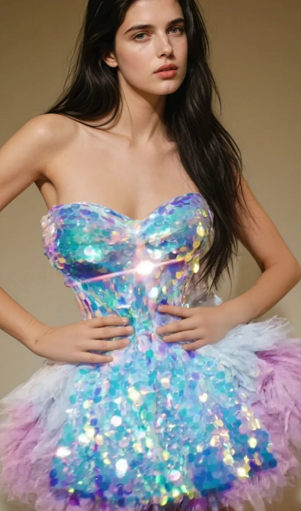 Melina Iridescent Sequin Corset & Tulle Skirt Set