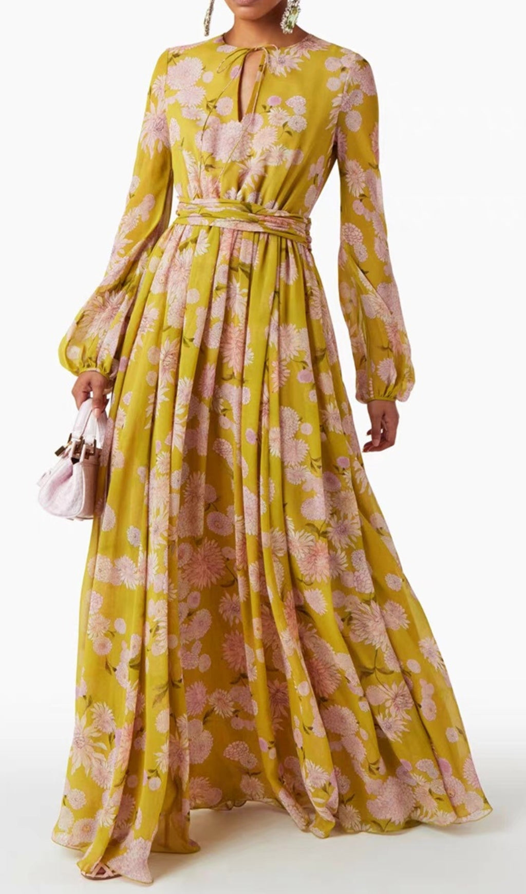 Vibrant Yellow Floral Maxi Dress