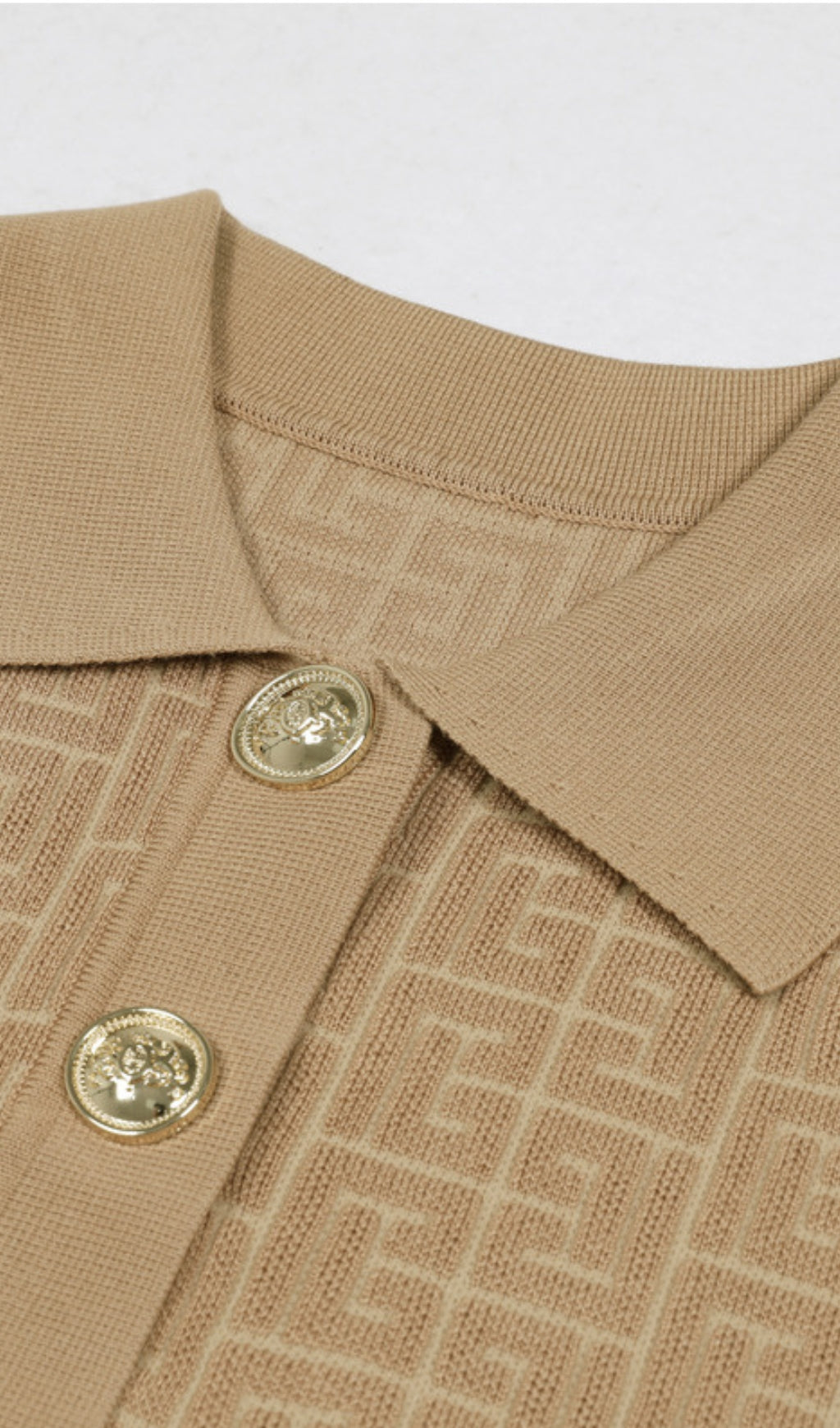 Chic Ehud Khaki Monogram Knit Mini Dress