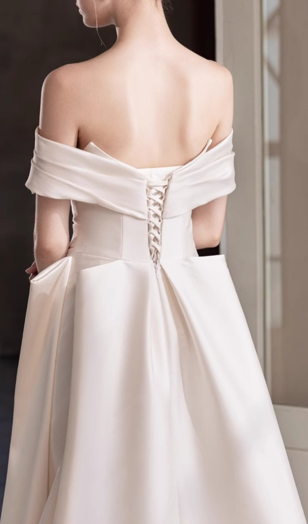 Destiny Off-Shoulder Bow A-Line Wedding Dress
