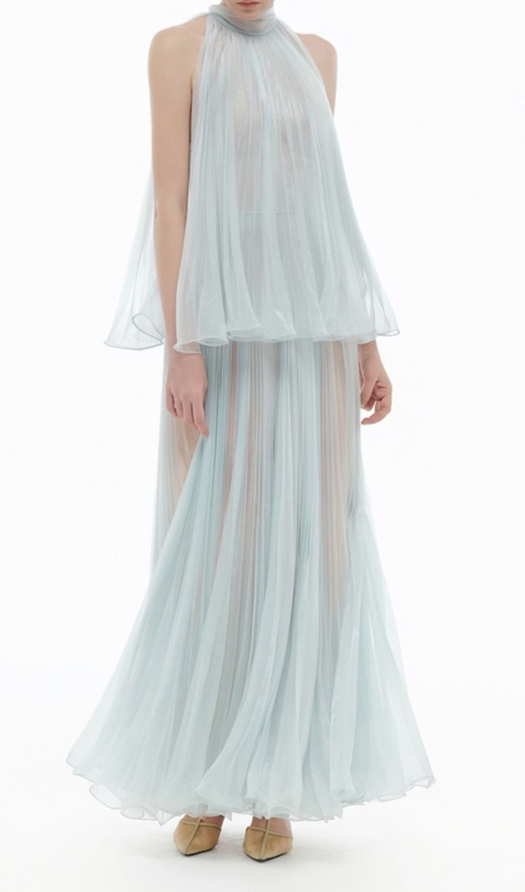 Halona Ethereal Halter Mesh Maxi Dress