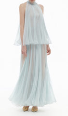 Halona Ethereal Halter Mesh Maxi Dress