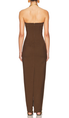 Holland Brown Sculpting Strapless Maxi Dress