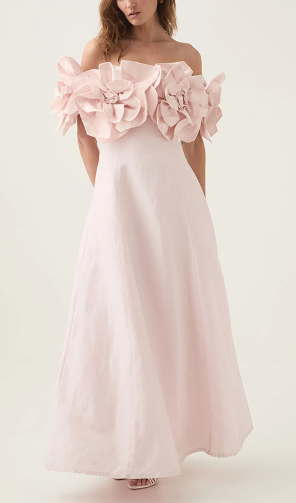 Chabela "Rose Bloom" Off-Shoulder Maxi Dress