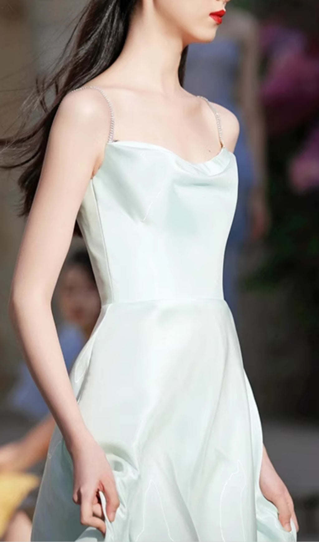 Coleka Luxe Aqua Strappy Satin Maxi Dress