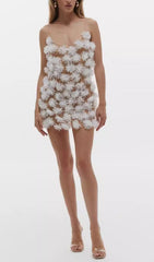 Briseis Black Floral Sheer Embellished Mini Dress