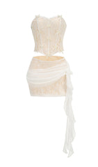 Cadence Allure White Lace Corset & Mini Skirt Set