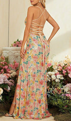 Cynzia Dazzling Floral Sequin Backless Maxi Dress