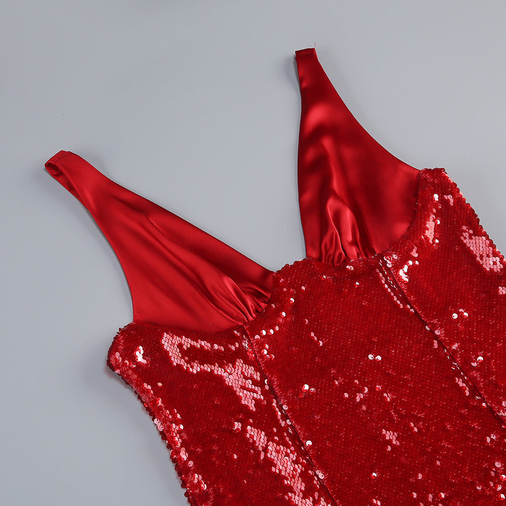 Jin Red Sequin Maxi Dress