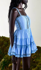 Freida Strappy Eyelet Embroidery Mini Dress