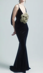 Bena Luxe Black Velvet Maxi Gown
