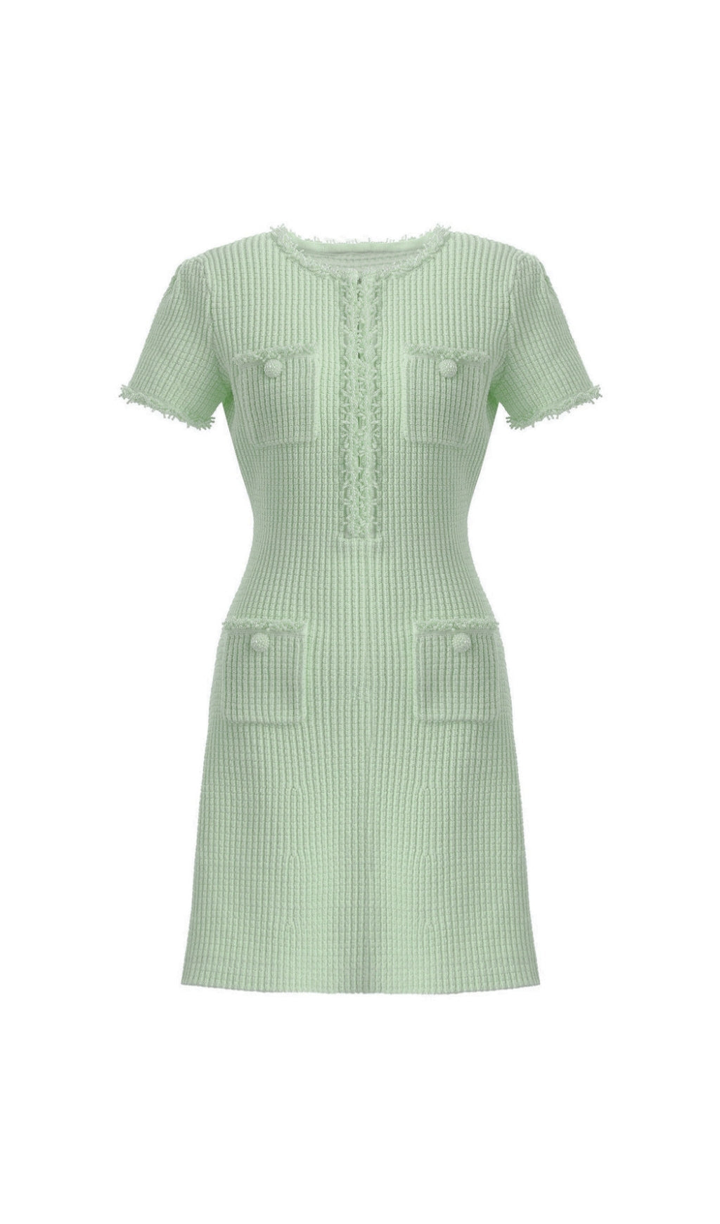 Emme Chic Pink Beaded Ribbed Knit Mini Dress
