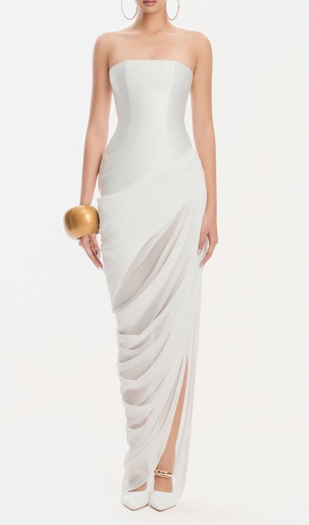 Julianne White Strapless Maxi Dress