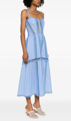 Emmly Sky Blue Lace & Eyelet Midi Dress