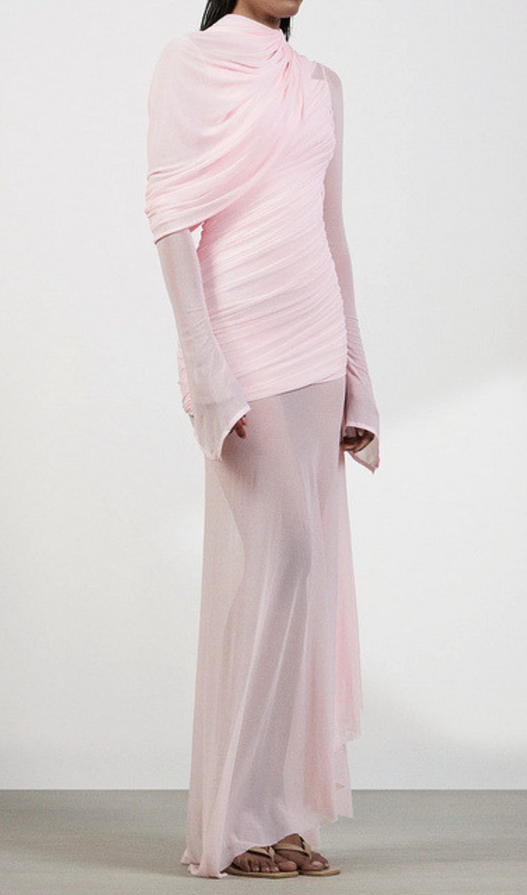 Guthrie Blush Pink Sheer Mesh Maxi Dress