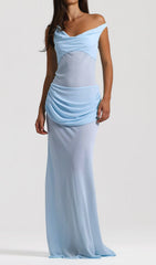 Istas Sky Blue Corset Maxi Gown
