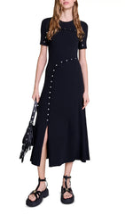 Rokane Black Ribbed Knit Maxi Dress