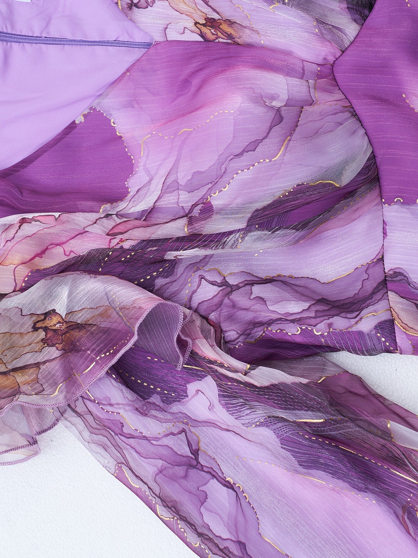Feya Purple Abstract Print Maxi Dress