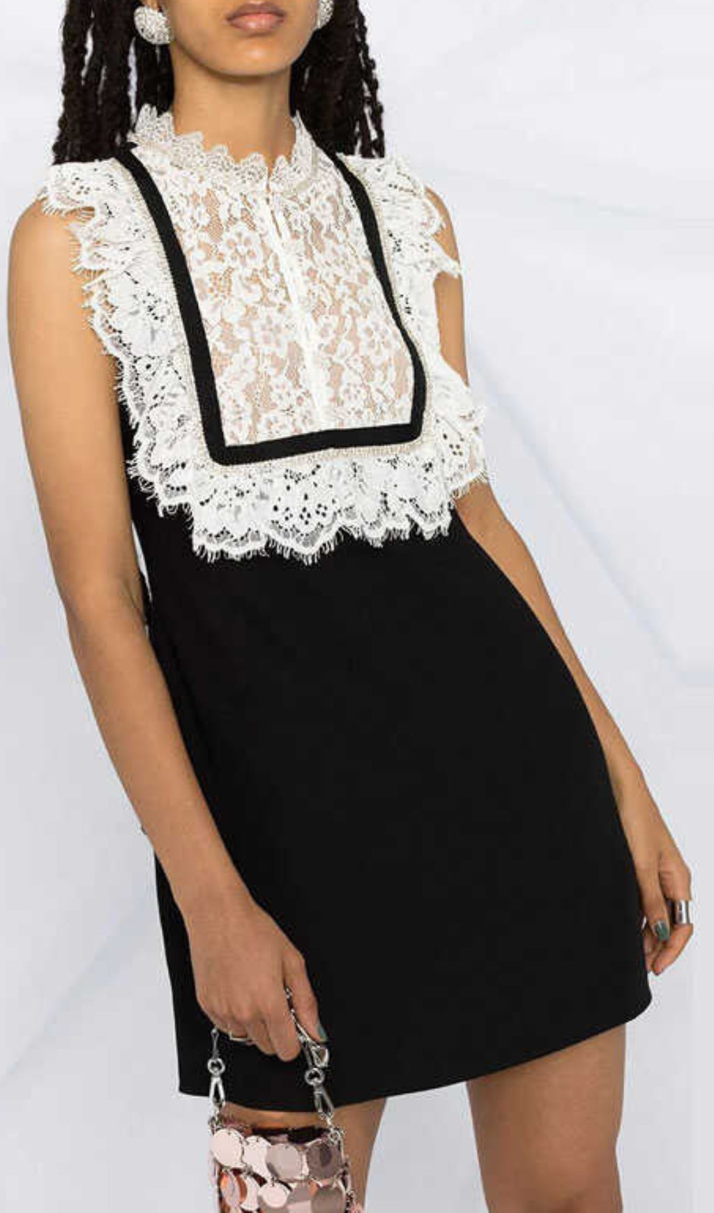 Branka Black & White Lace Mini Dress