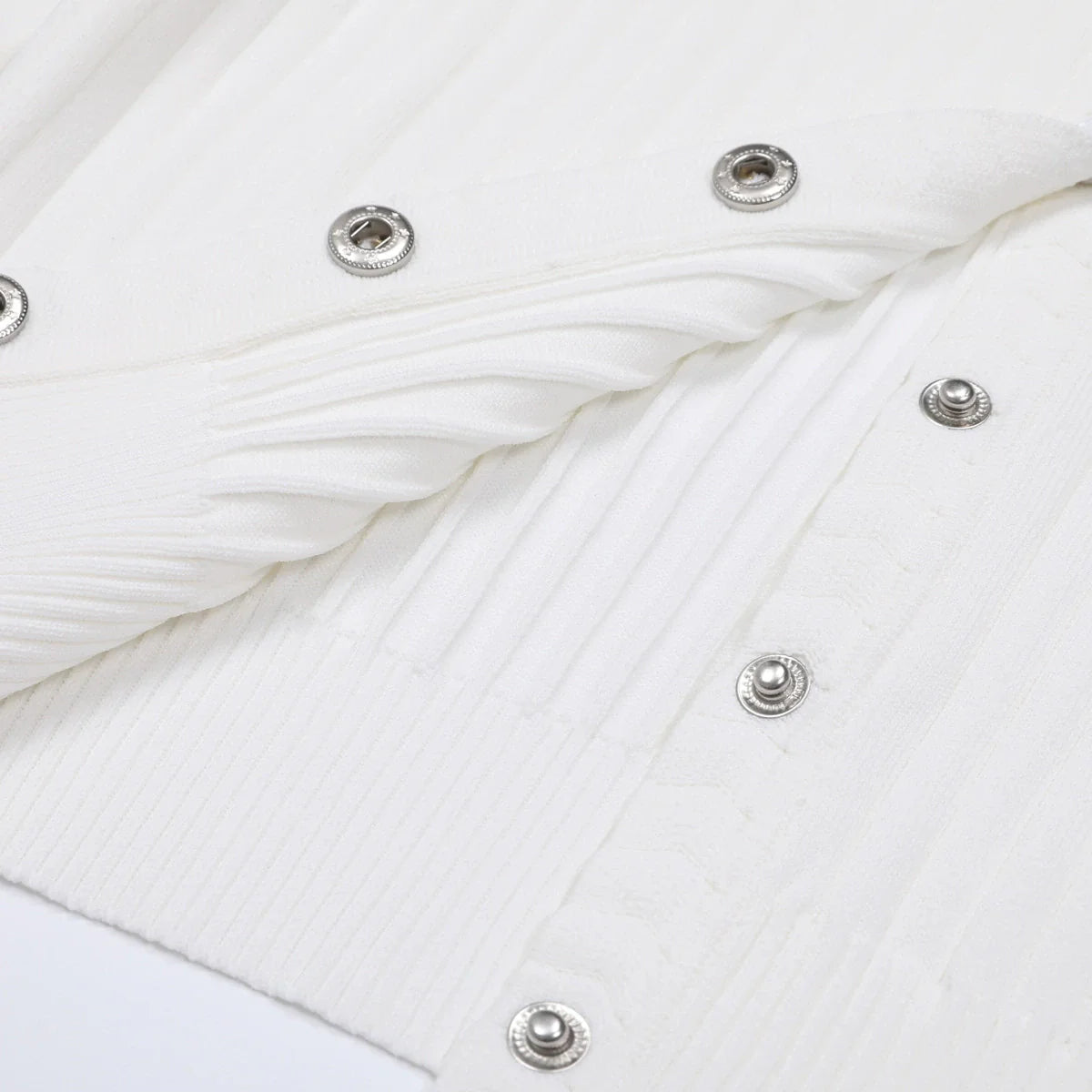 Jackie White Ribbed Knit Maxi Dress & Cardigan Set