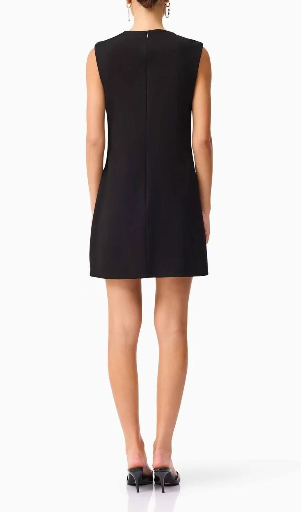 Jocasta Elegant Black Mini Dress with 3D Floral Appliqu