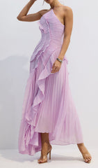 Finneas Lavender Halter Pleated Maxi Dress