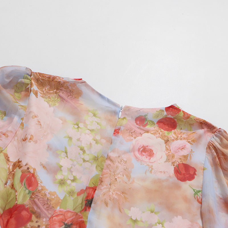 Jeana Elegant Floral Chiffon Maxi Dress