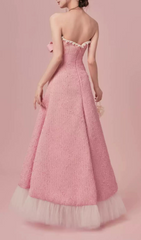 Gaphna Glamour Pink Strapless Maxi Gown