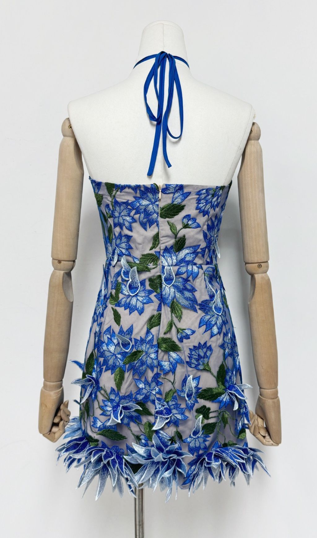 Faunia 3D Floral Halter Mini Dress