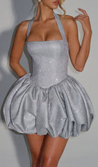Jerrod Grey Sparkle Halter Bubble Mini Dress