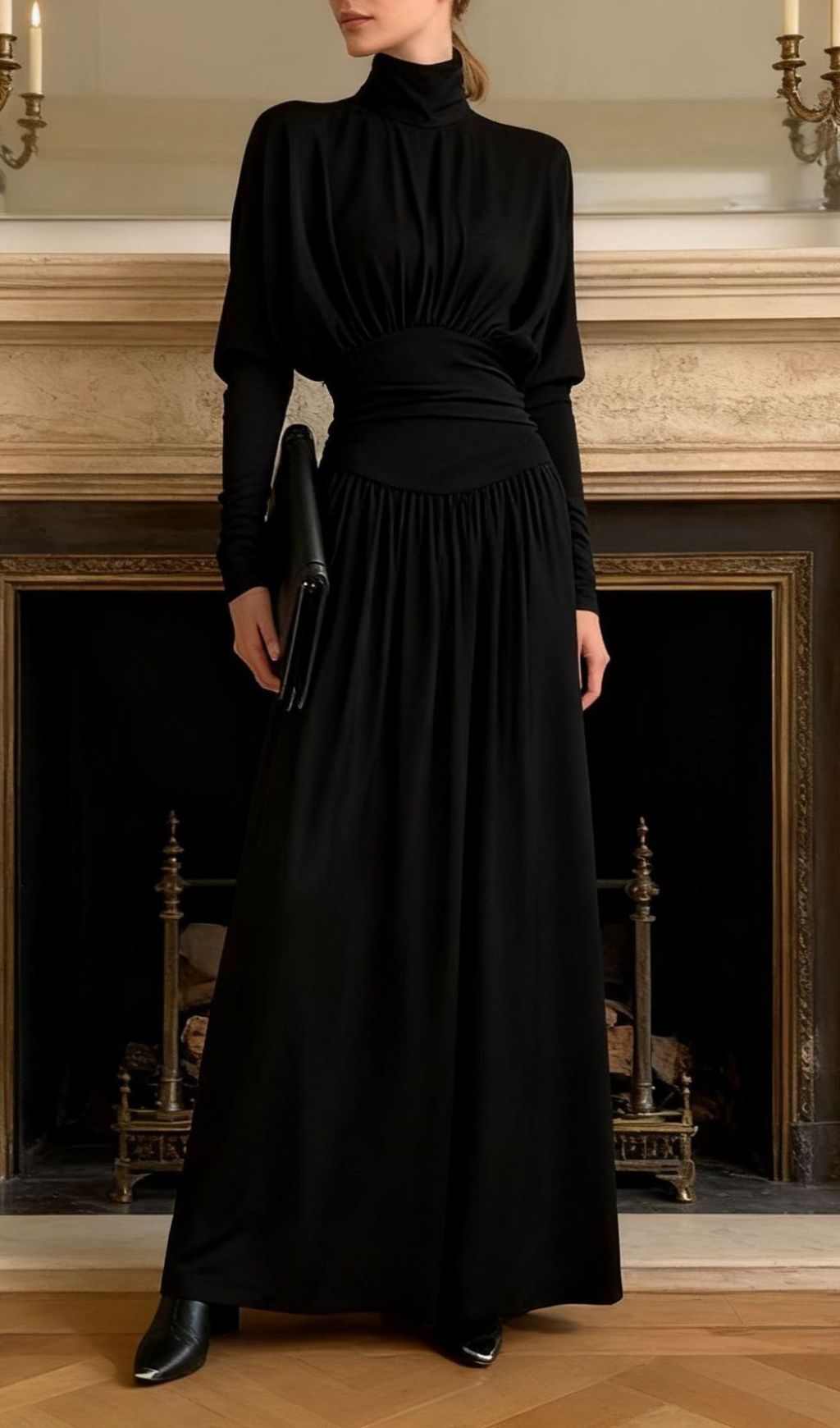 Isano Luxe Ruched Long Sleeve Maxi Dress