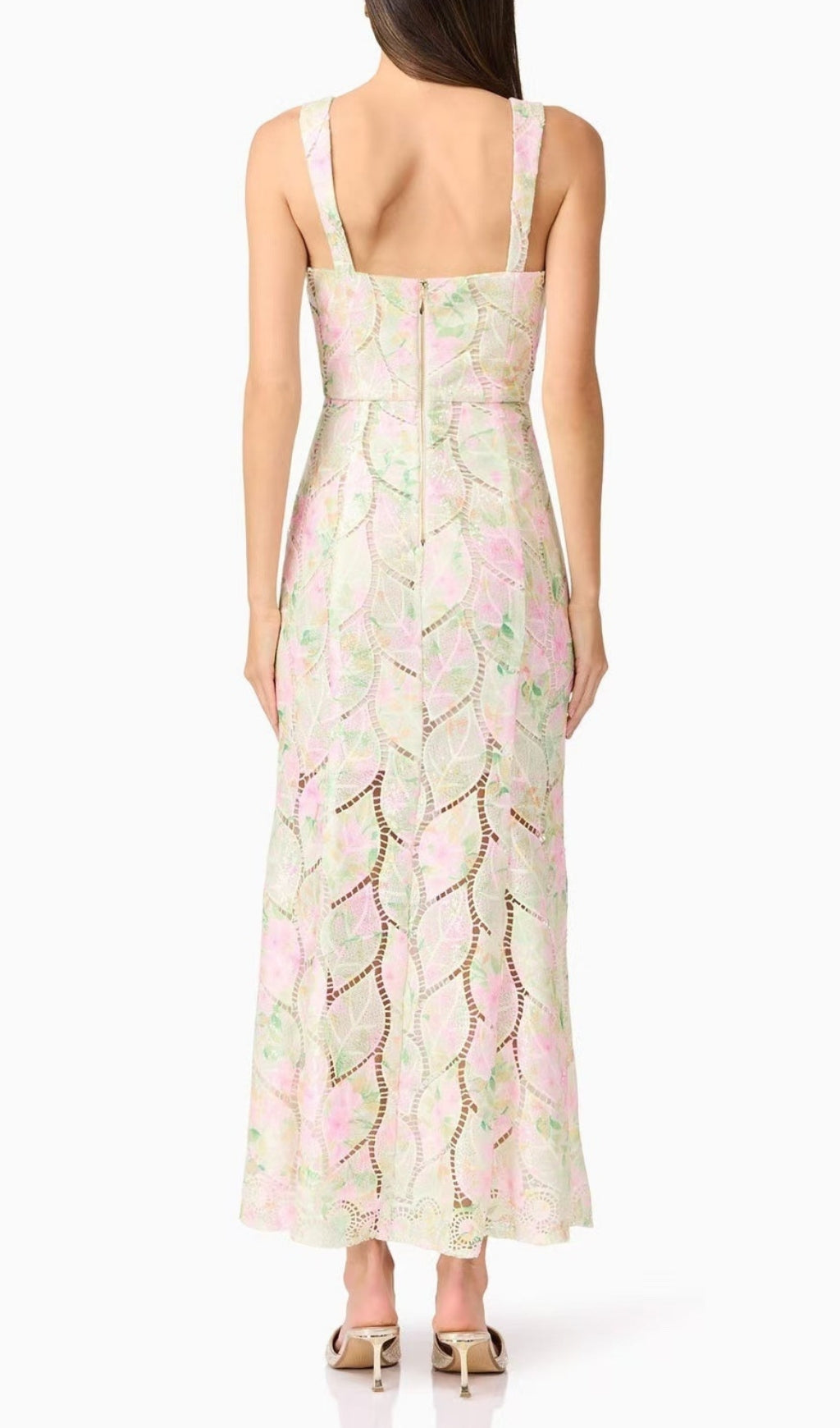 Fujiko Garden Bloom Leaf Lace Strappy Maxi Dress