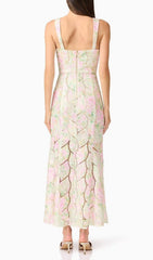 Fujiko Garden Bloom Leaf Lace Strappy Maxi Dress