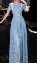 Hilary Blue Lace Midi Dress