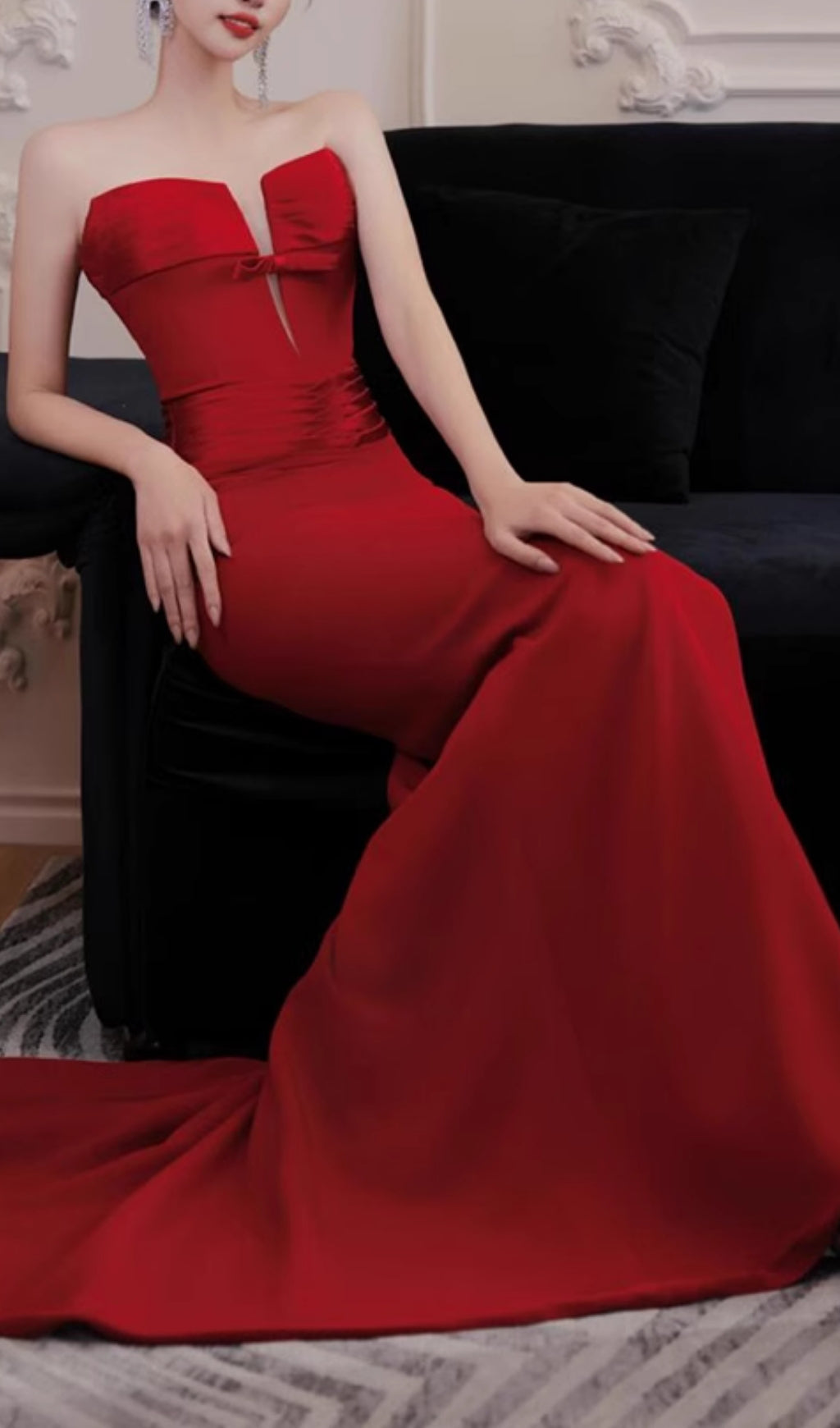 Edimeia Red Strapless Mermaid Gown