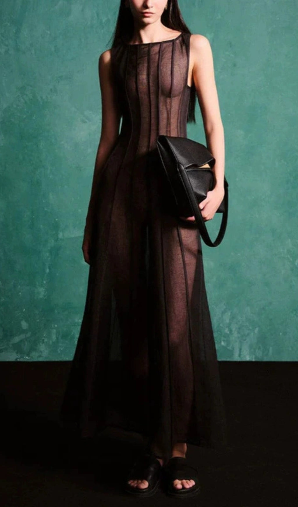 Elva Ethereal Sleeveless Mesh Maxi Dress