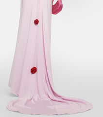 Asta One-Shoulder Floral-Appliqu Maxi Gown