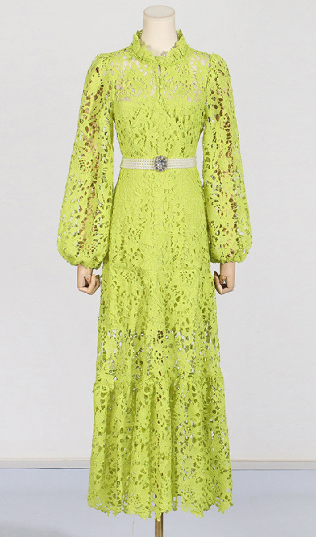 Tara Enchanting Lime Green Lace Midi Dress