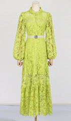 Tara Enchanting Lime Green Lace Midi Dress