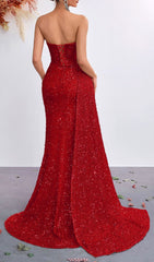 Kailey Red Sequin Strapless Maxi Dress