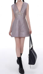 Cherish Purple Sparkle Bow Mini Dress