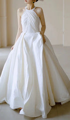 Jalia Modern Halter Backless Wedding Dress