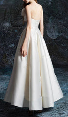 Ganesa White Strapless Bow Maxi Dress