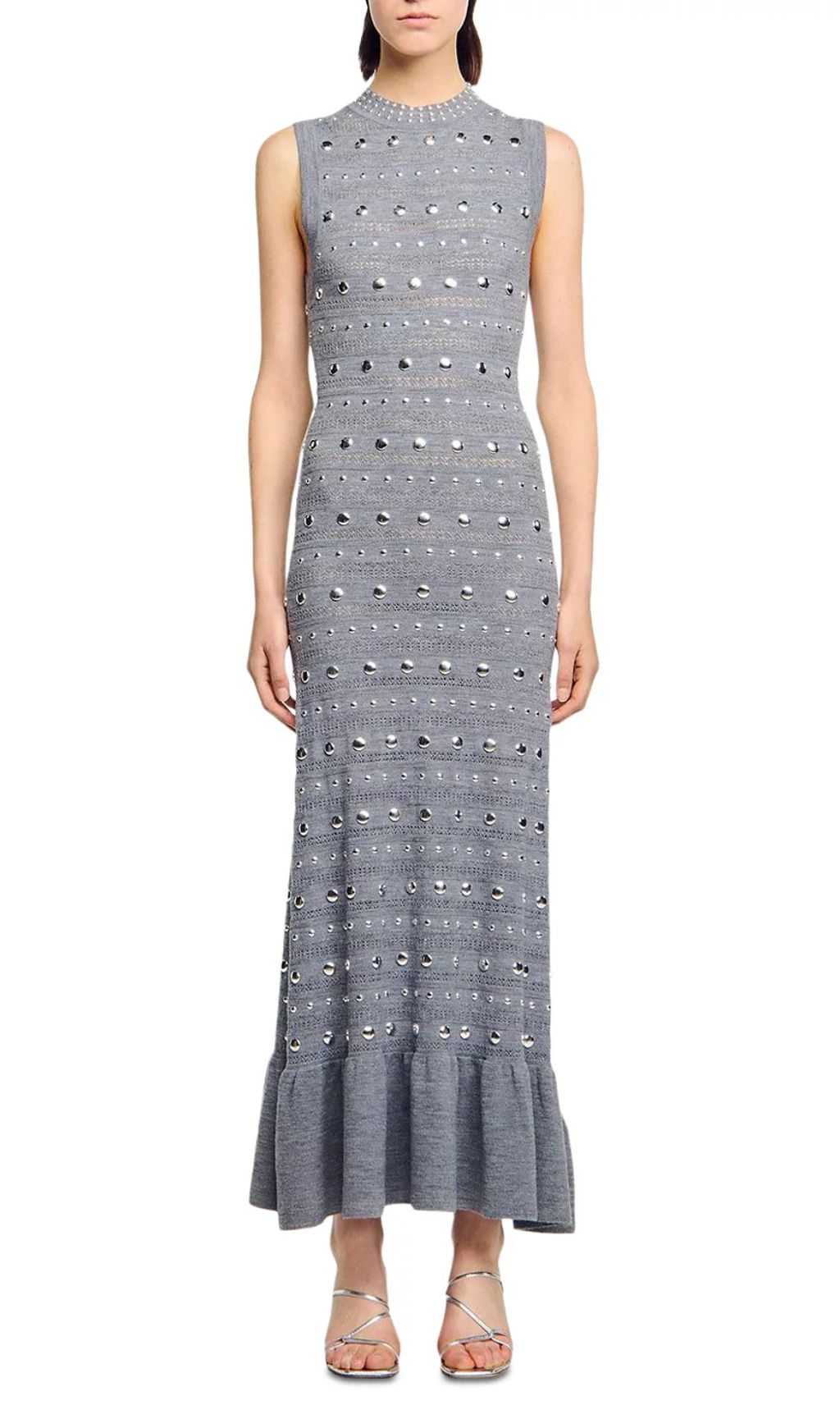 Venus Embellished Pointelle Knit Maxi Dress
